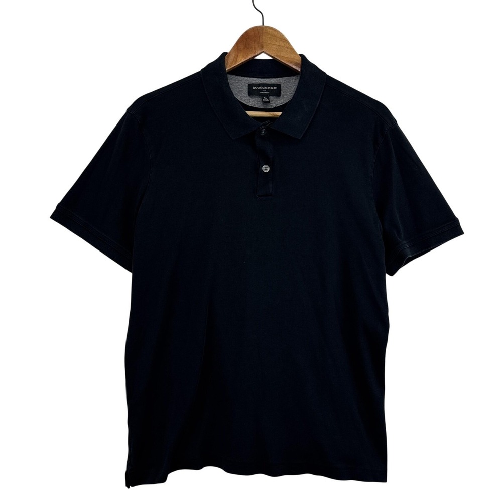 Banana Republic Polo Shirt Mens XL Black Dress Polo Short Sleeve Collared Casual